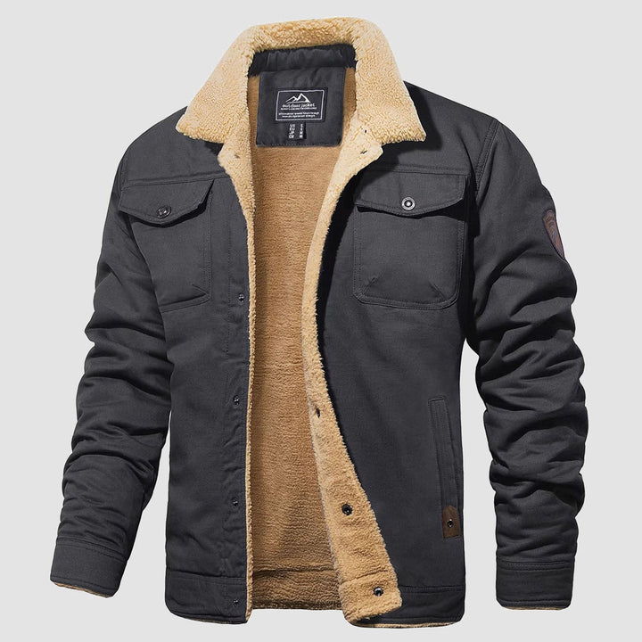 Men's Sherp Cargo Jacket Turn - down Collar Winter Coats - MAGCOMSEN