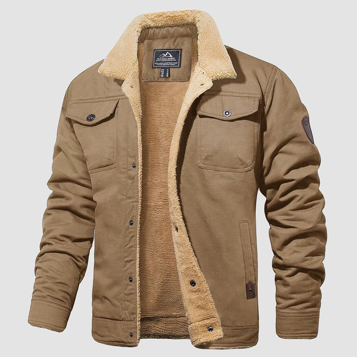 Men's Sherp Cargo Jacket Turn - down Collar Winter Coats - MAGCOMSEN