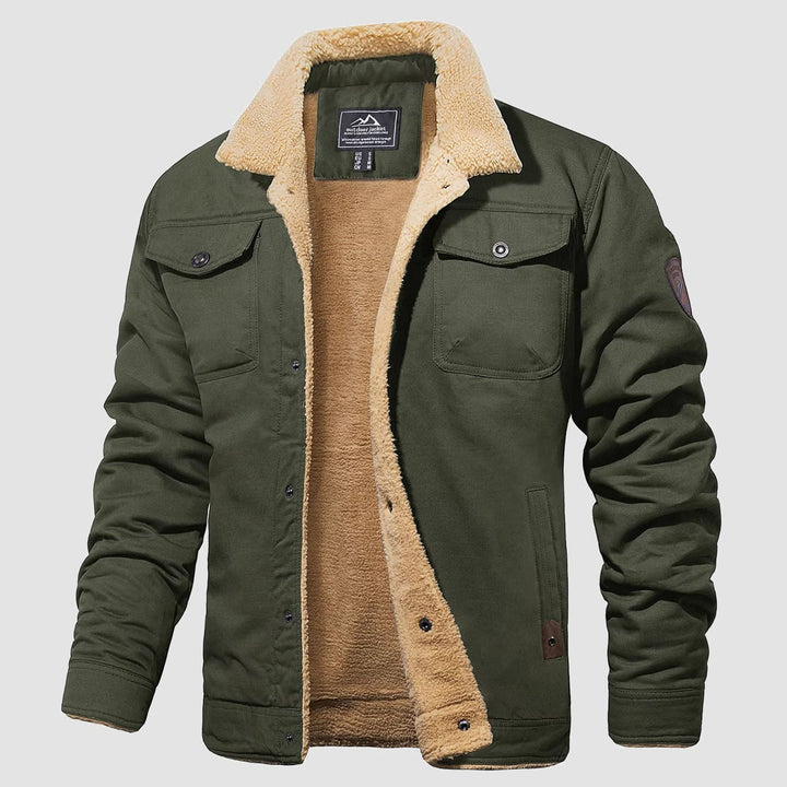 Men's Sherp Cargo Jacket Turn - down Collar Winter Coats - MAGCOMSEN