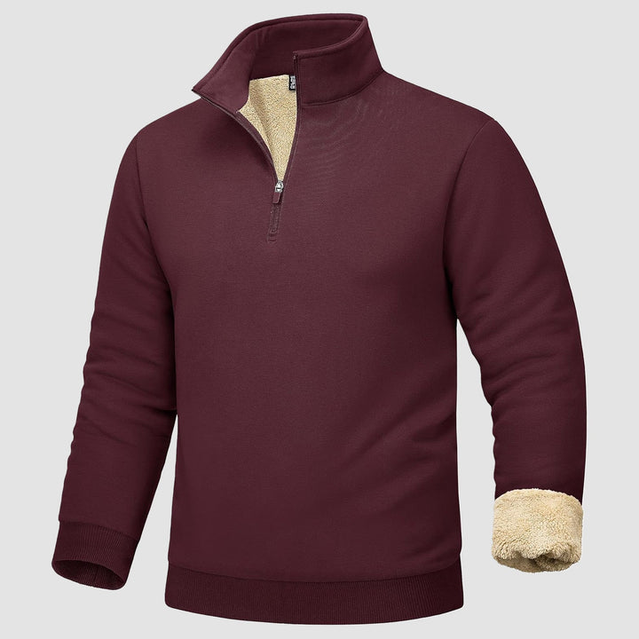 Men's Sherpa Lined Quarter Zip Fleece Pullover | Heavyweight Winter Sweatshirt - MAGCOMSEN