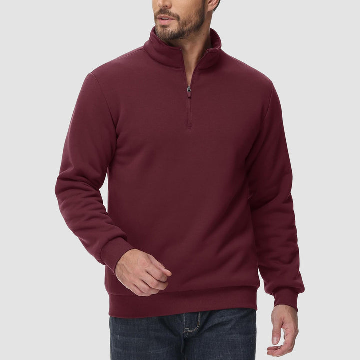 Men's Sherpa Lined Quarter Zip Fleece Pullover | Heavyweight Winter Sweatshirt - MAGCOMSEN