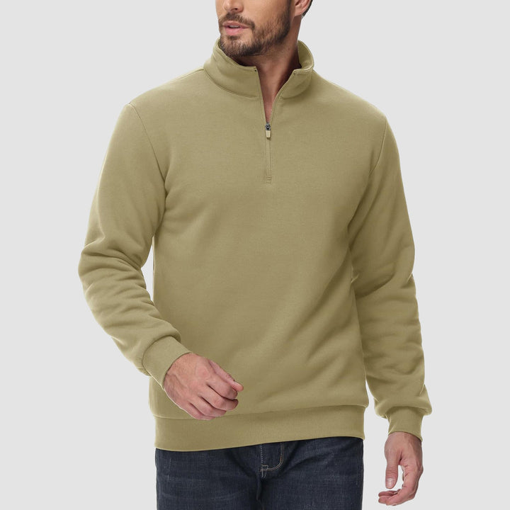 Men's Sherpa Lined Quarter Zip Fleece Pullover | Heavyweight Winter Sweatshirt - MAGCOMSEN