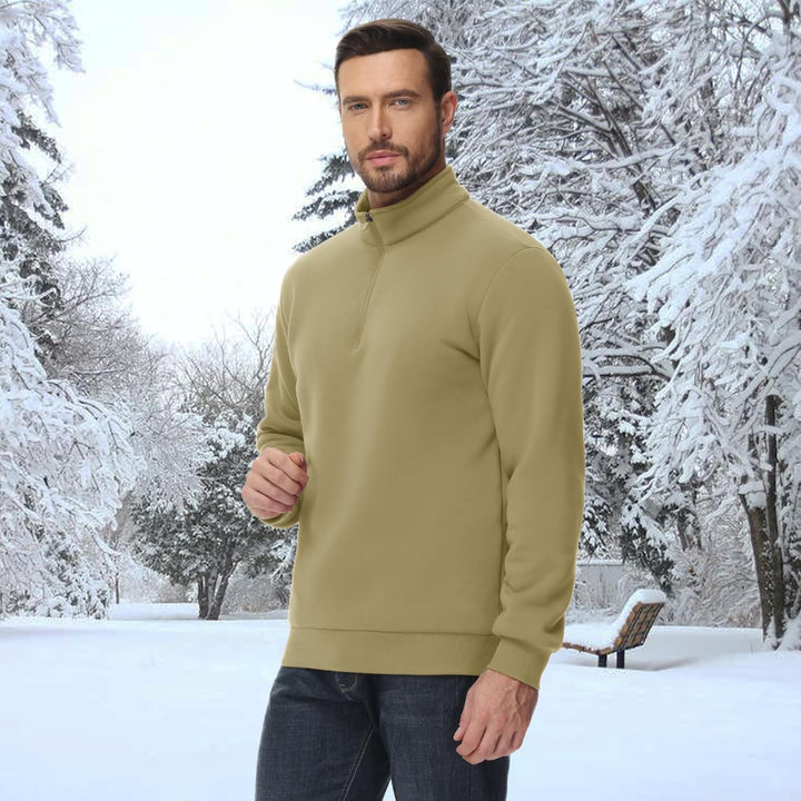 Men's Sherpa Lined Quarter Zip Fleece Pullover | Heavyweight Winter Sweatshirt - MAGCOMSEN