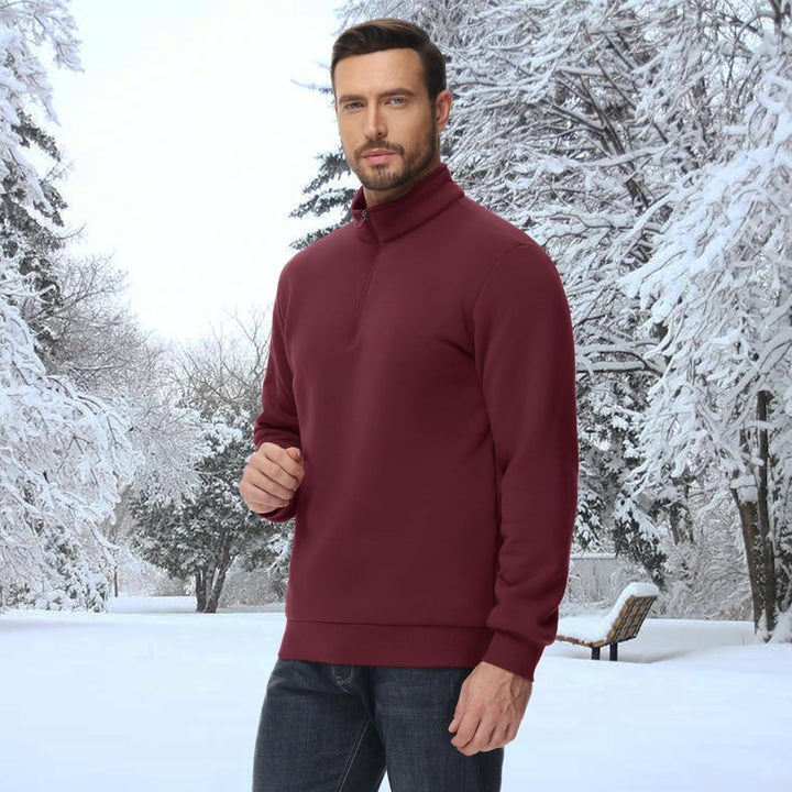 Men's Sherpa Lined Quarter Zip Fleece Pullover | Heavyweight Winter Sweatshirt - MAGCOMSEN