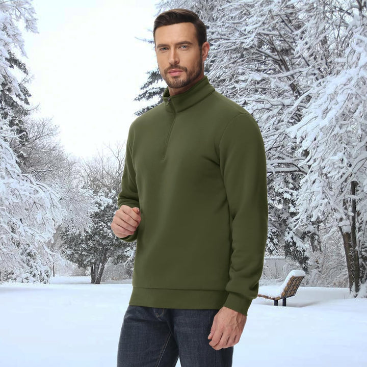 Men's Sherpa Lined Quarter Zip Fleece Pullover | Heavyweight Winter Sweatshirt - MAGCOMSEN