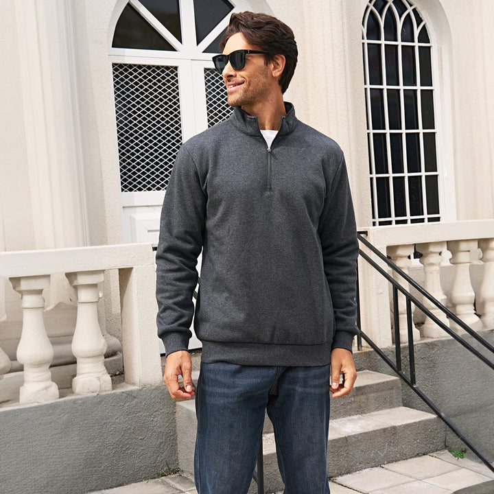 Men's Sherpa Lined Quarter Zip Fleece Pullover | Heavyweight Winter Sweatshirt - MAGCOMSEN