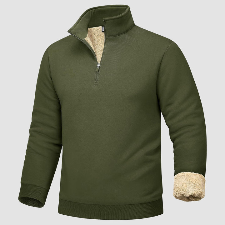 Men's Sherpa Lined Quarter Zip Fleece Pullover | Heavyweight Winter Sweatshirt - MAGCOMSEN