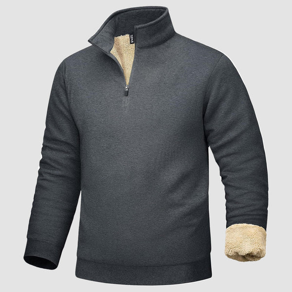 Men's Sherpa Lined Quarter Zip Fleece Pullover | Heavyweight Winter Sweatshirt - MAGCOMSEN