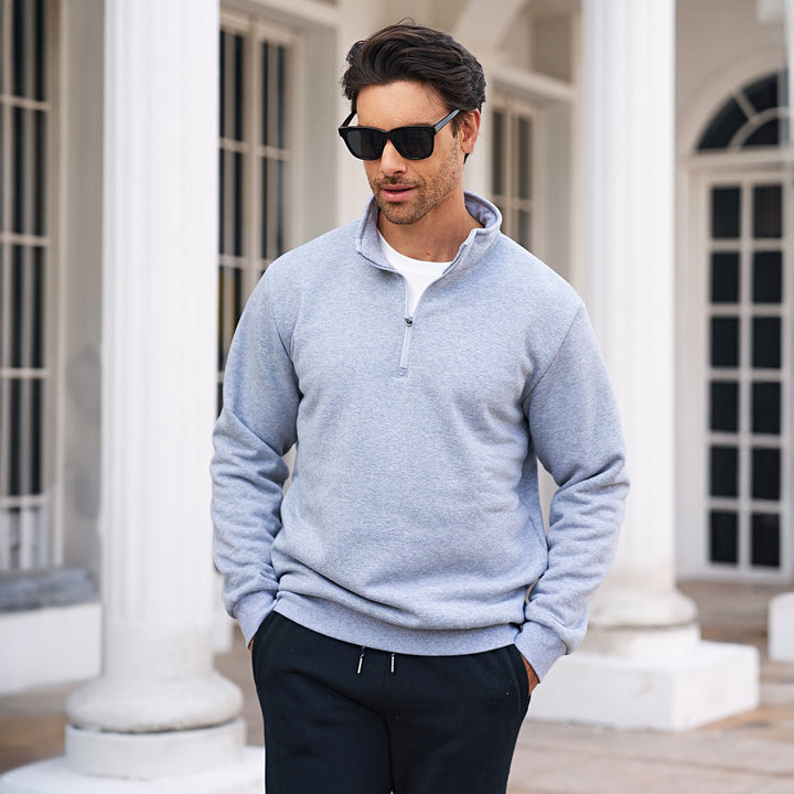 Men's Sherpa Lined Quarter Zip Fleece Pullover | Heavyweight Winter Sweatshirt - MAGCOMSEN