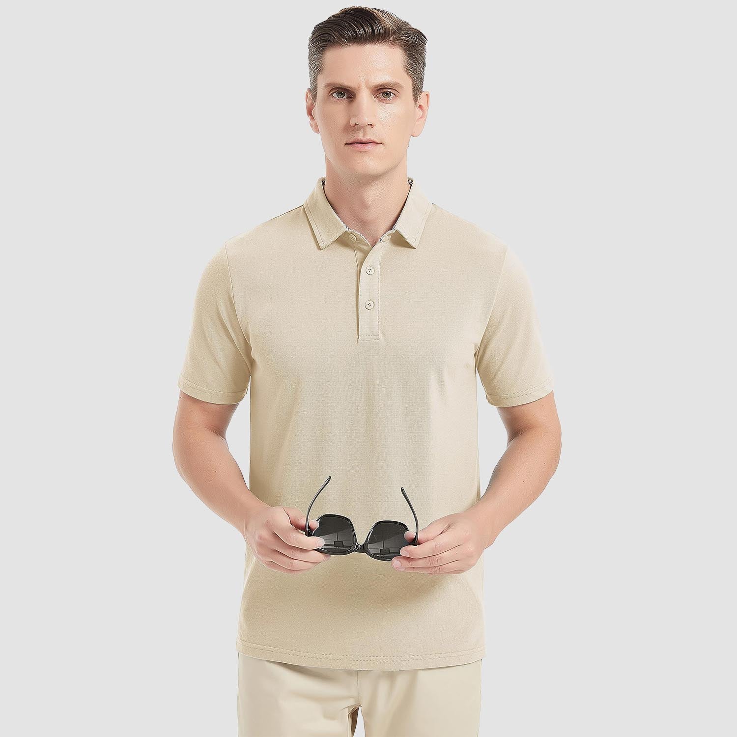 Men's Short Sleeve Polo Shirts Classic Golf Shirt - MAGCOMSEN