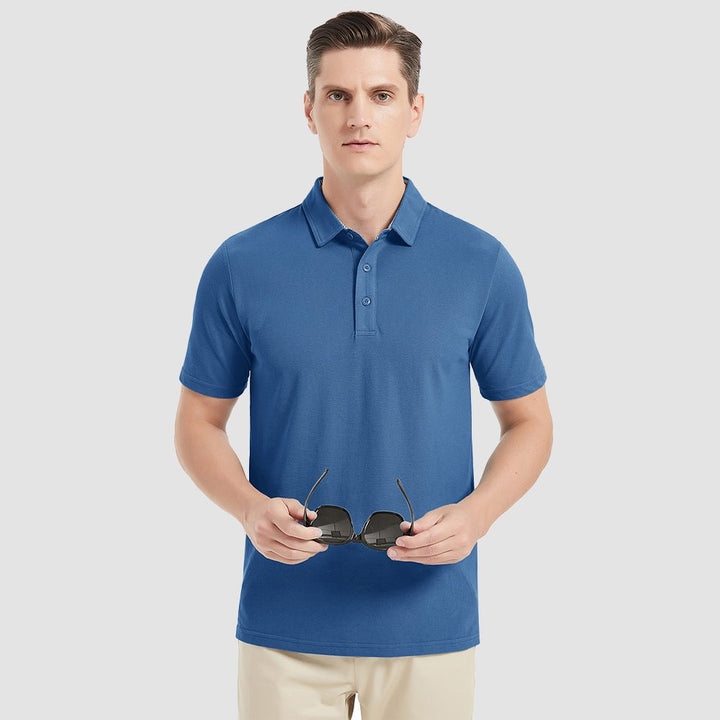 Men's Short Sleeve Polo Shirts Classic Golf Shirt - MAGCOMSEN