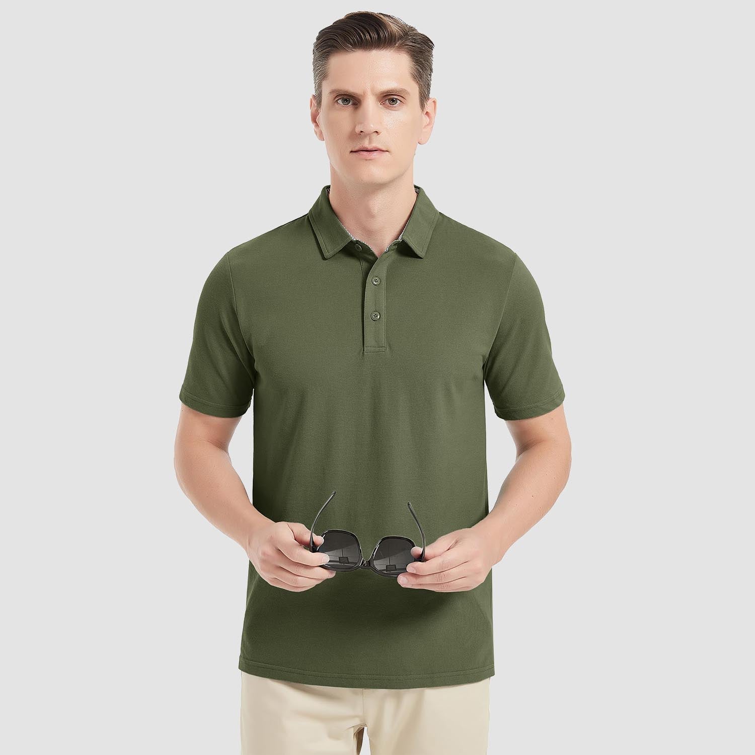 Men's Short Sleeve Polo Shirts Classic Golf Shirt - MAGCOMSEN