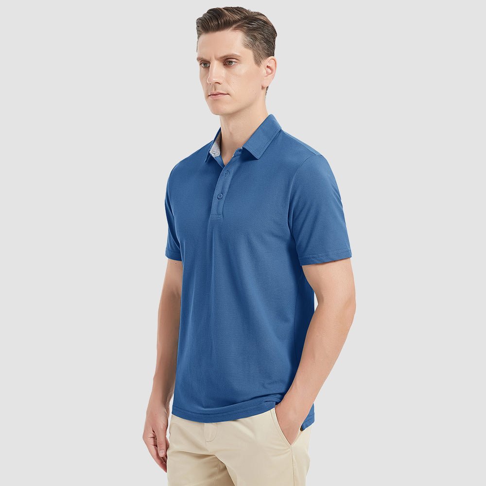 Men's Short Sleeve Polo Shirts Classic Golf Shirt - MAGCOMSEN