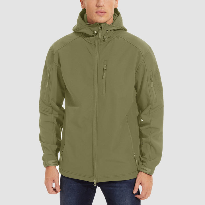 Men's Tactical Jacket 6 Pockets Fleece Lined Water - Resistant Jacket Soft Shell Winter Coats Military Jacket - MAGCOMSEN