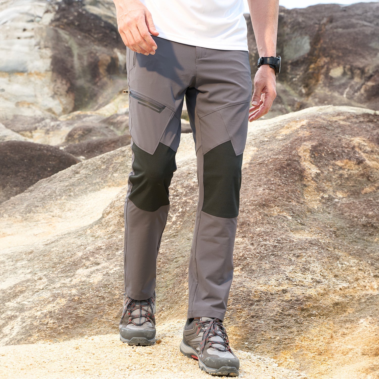 Men's Tactical Trekking Pants with Zipper Pockets Outdoor Ripstop Hiking Trousers - MAGCOMSEN