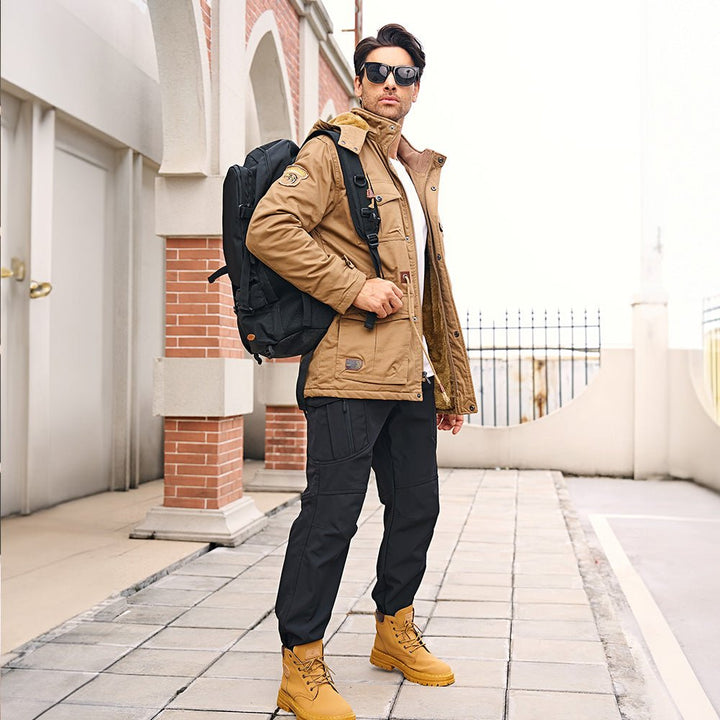 Men's Winter Coat Military Jacket Fleece Lined Parka Cotton Cargo Jacket