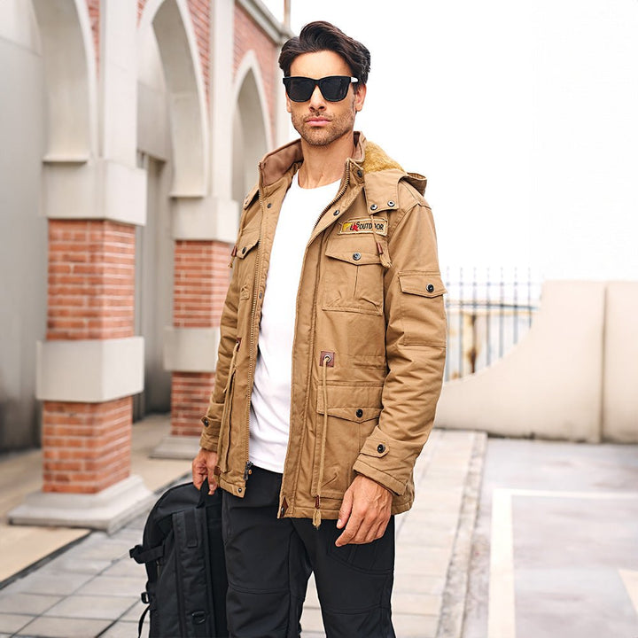 Men's Winter Coat Military Jacket Fleece Lined Parka Cotton Cargo Jacket