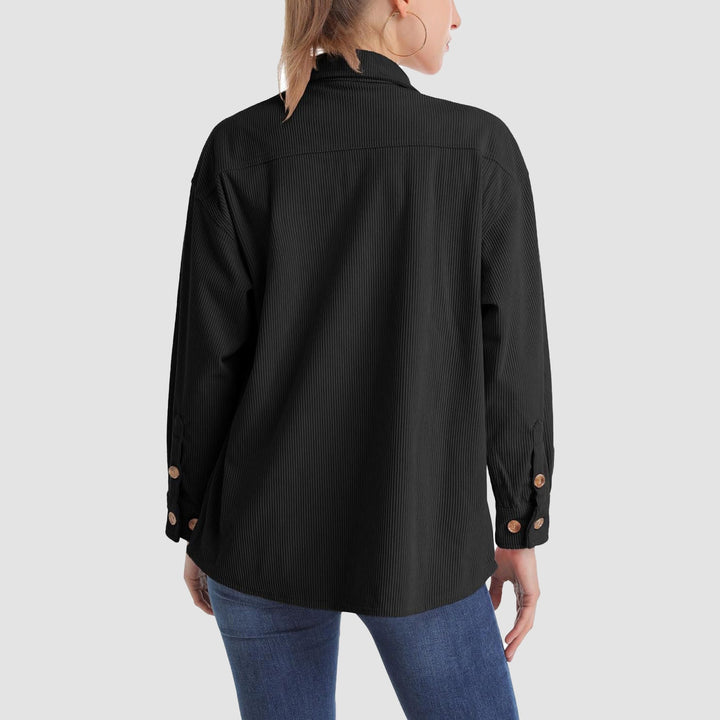 Women's Corduroy Shirt Long Sleeve Tops Loose Blouses Shirts with Pocket - MAGCOMSEN