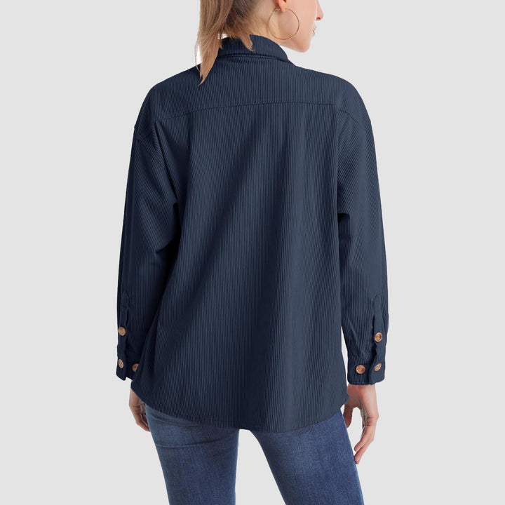 Women's Corduroy Shirt Long Sleeve Tops Loose Blouses Shirts with Pocket - MAGCOMSEN