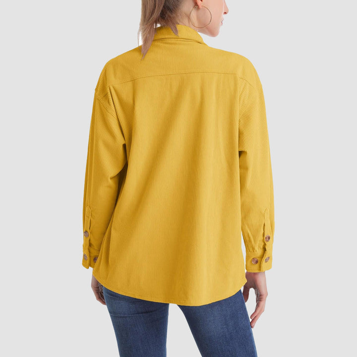 Women's Corduroy Shirt Long Sleeve Tops Loose Blouses Shirts with Pocket - MAGCOMSEN