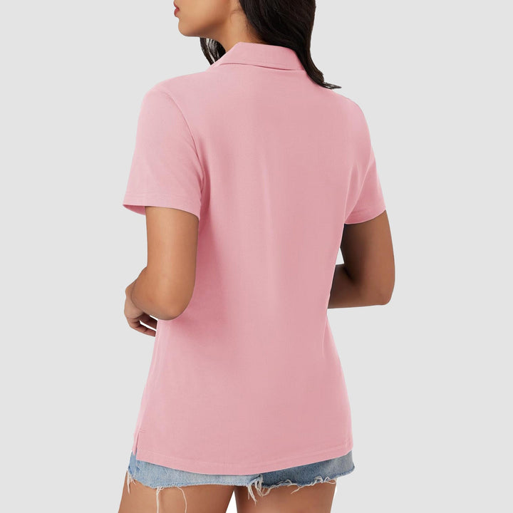 Women's Cotton V - Neck Polo Shirt | Short Sleeve Casual Golf & Work Tee - MAGCOMSEN