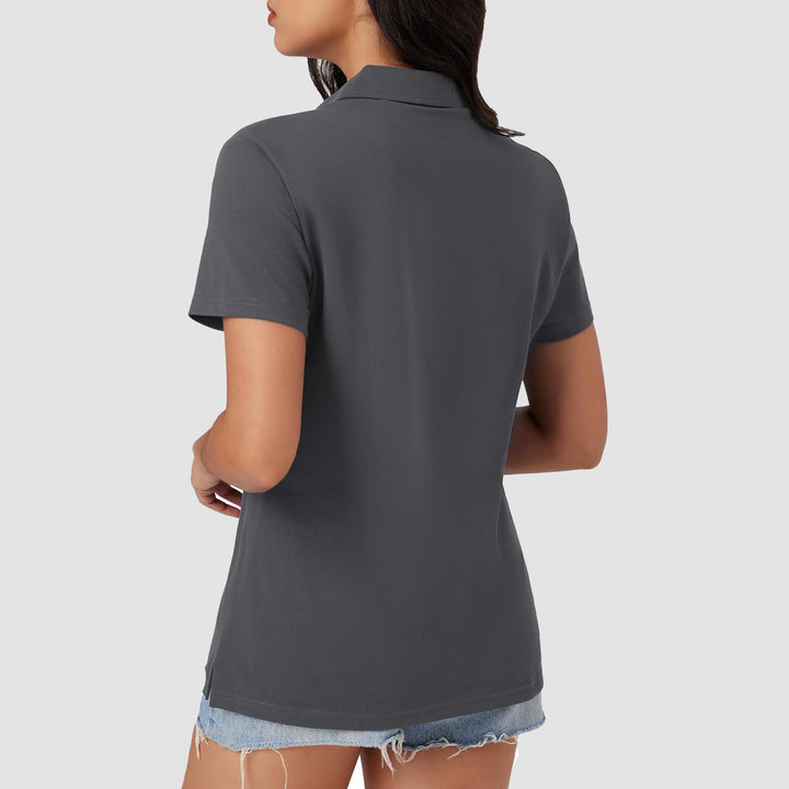 Women's Cotton V - Neck Polo Shirt | Short Sleeve Casual Golf & Work Tee - MAGCOMSEN