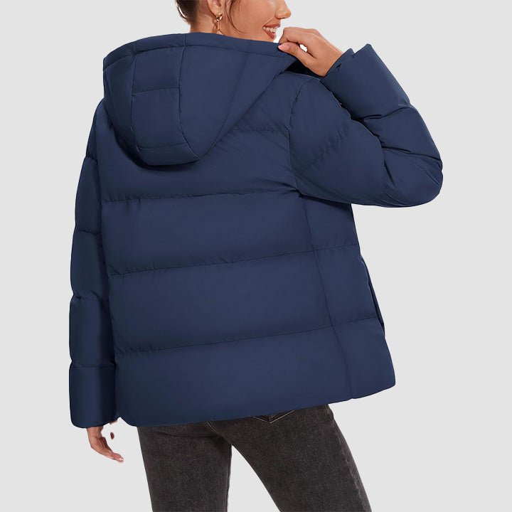 Women's Down Puffer Jacket with Hood Lightweight Thermal Quilted Coat with Pockets Zip - up Winter Warm Jacket - MAGCOMSEN