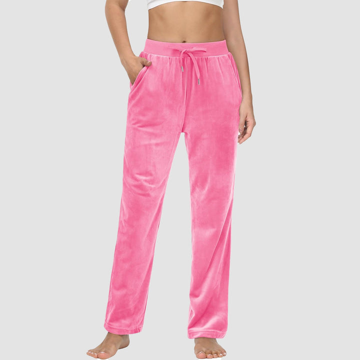 Women's Fleece Pants Track Athletic Running Yoga Velour Pants Jogger Comfy Pajama Lounge Sweatpants - MAGCOMSEN