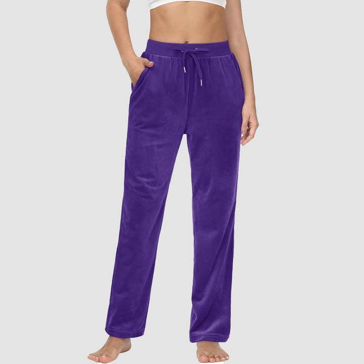 Women's Fleece Pants Track Athletic Running Yoga Velour Pants Jogger Comfy Pajama Lounge Sweatpants - MAGCOMSEN