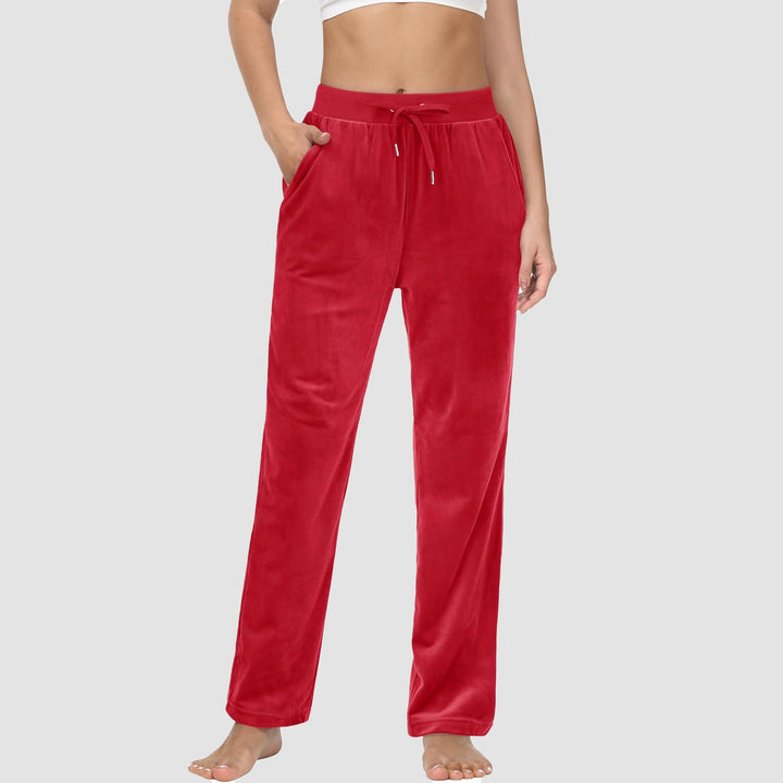 Women's Fleece Pants Track Athletic Running Yoga Velour Pants Jogger Comfy Pajama Lounge Sweatpants - MAGCOMSEN