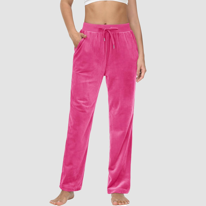 Women's Fleece Pants Track Athletic Running Yoga Velour Pants Jogger Comfy Pajama Lounge Sweatpants - MAGCOMSEN