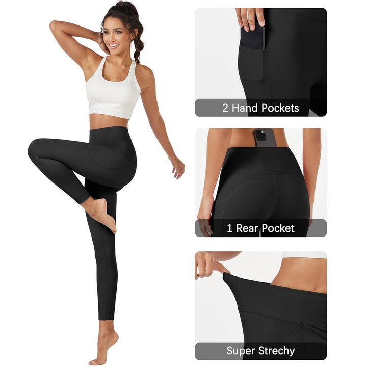 Women's High Waisted Workout Leggings with Pockets Tummy Control 7/8 Yoga Pants Stretch Gym Athletic Leggings - MAGCOMSEN