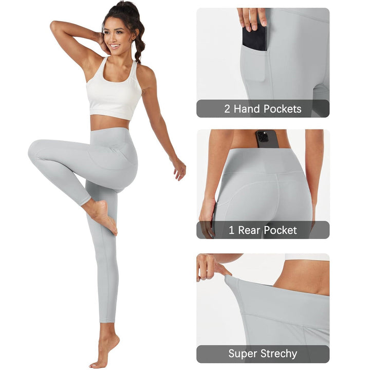 Women's High Waisted Workout Leggings with Pockets Tummy Control 7/8 Yoga Pants Stretch Gym Athletic Leggings - MAGCOMSEN