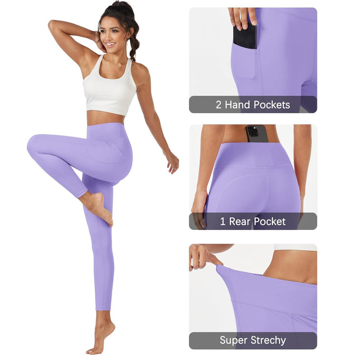 Women's High Waisted Workout Leggings with Pockets Tummy Control 7/8 Yoga Pants Stretch Gym Athletic Leggings - MAGCOMSEN