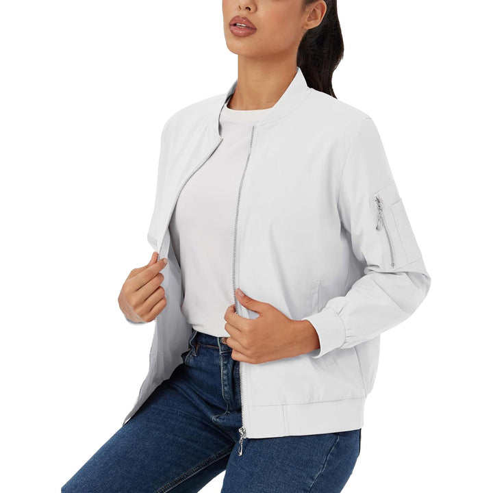 Women's Lightweight Bomber Jacket | 5 - Pocket Zip - Up Windbreaker - MAGCOMSEN