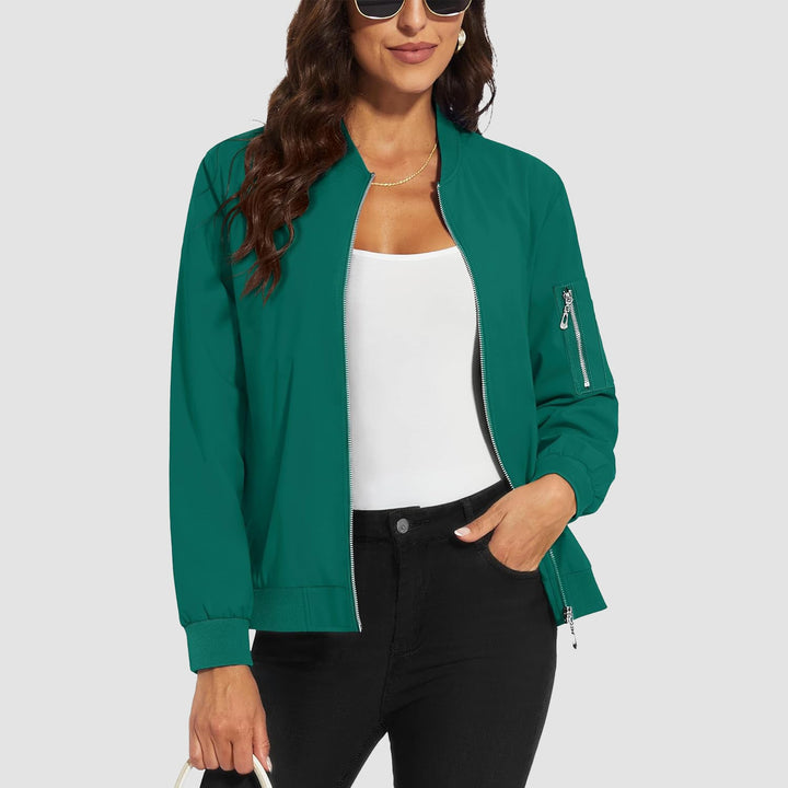 Women's Lightweight Bomber Jacket | 5 - Pocket Zip - Up Windbreaker - MAGCOMSEN