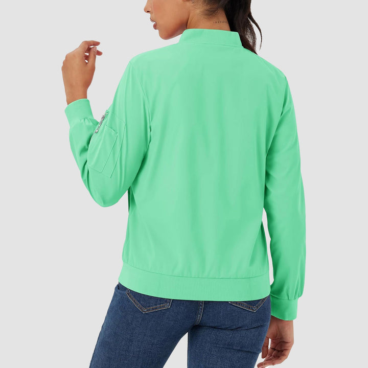 Women's Lightweight Bomber Jacket | 5 - Pocket Zip - Up Windbreaker - MAGCOMSEN