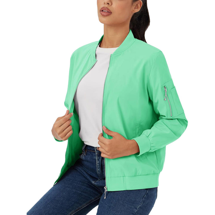 Women's Lightweight Bomber Jacket | 5 - Pocket Zip - Up Windbreaker - MAGCOMSEN