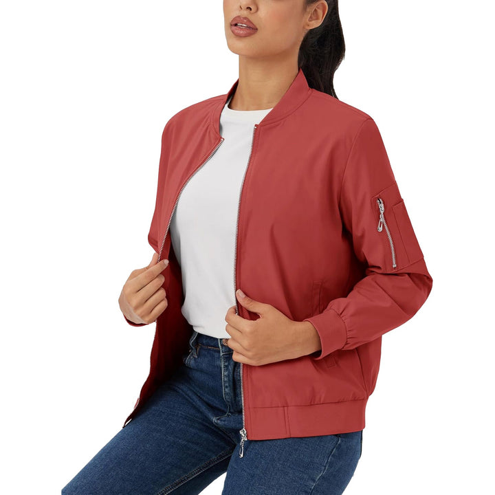 Women's Lightweight Bomber Jacket | 5 - Pocket Zip - Up Windbreaker - MAGCOMSEN