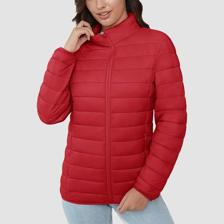 Women's Lightweight Puffer Jacket Stand Collar Full Zip Quilted Lined Winter Coat - MAGCOMSEN