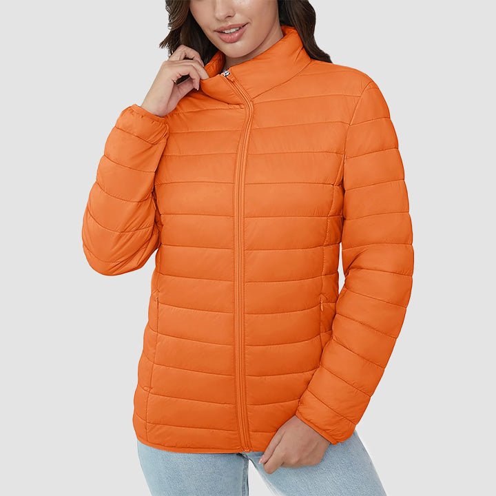 Women's Lightweight Puffer Jacket Stand Collar Full Zip Quilted Lined Winter Coat - MAGCOMSEN