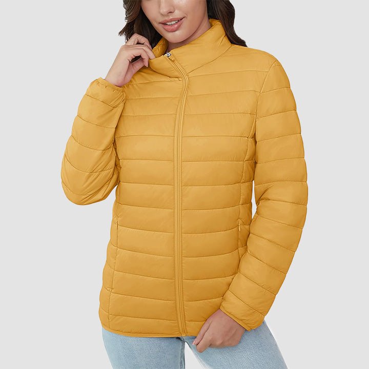 Women's Lightweight Puffer Jacket Stand Collar Full Zip Quilted Lined Winter Coat - MAGCOMSEN