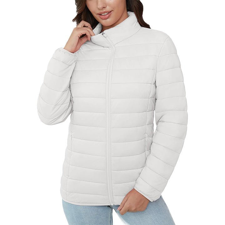 Women's Lightweight Puffer Jacket Stand Collar Full Zip Quilted Lined Winter Coat - MAGCOMSEN