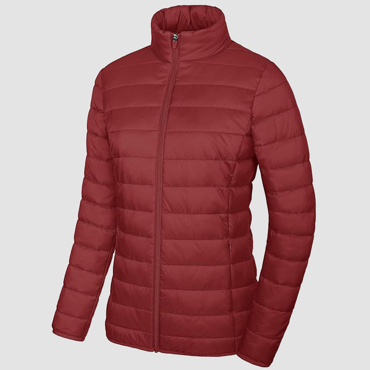 Women's Lightweight Puffer Jacket Stand Collar Full Zip Quilted Lined Winter Coat - MAGCOMSEN