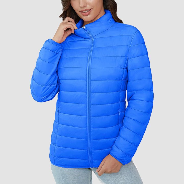 Women's Lightweight Puffer Jacket Stand Collar Full Zip Quilted Lined Winter Coat - MAGCOMSEN