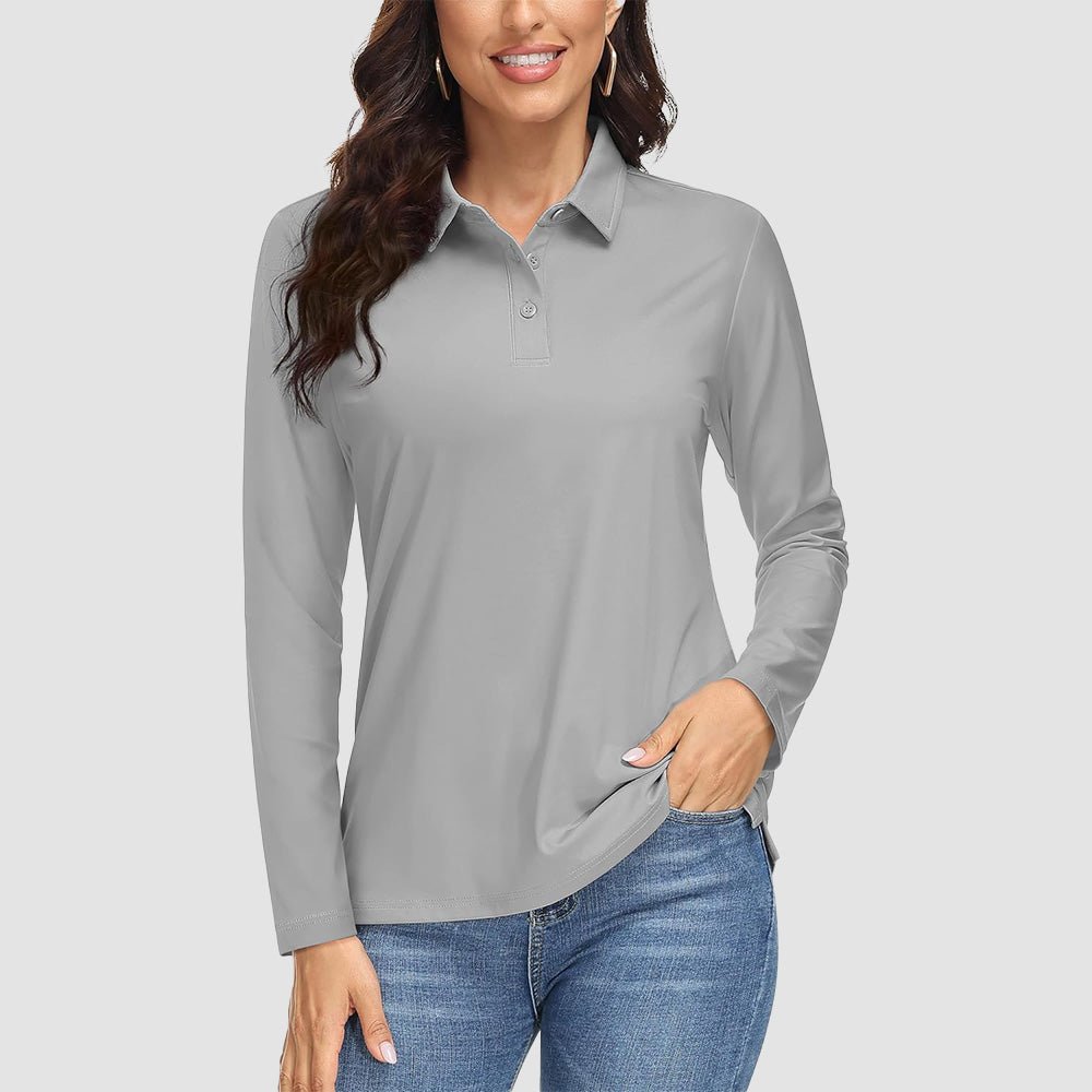 Women's Long Sleeve Golf Lands End Sun Protection Shirts UPF 50+ Polo Moisture Wicking Casual Lands End Sun Protection Shirts for Sports - MAGCOMSEN