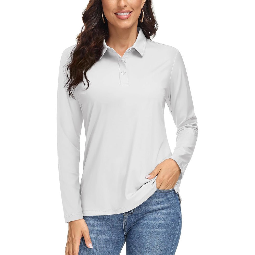 Women's Long Sleeve Golf Lands End Sun Protection Shirts UPF 50+ Polo Moisture Wicking Casual Lands End Sun Protection Shirts for Sports - MAGCOMSEN