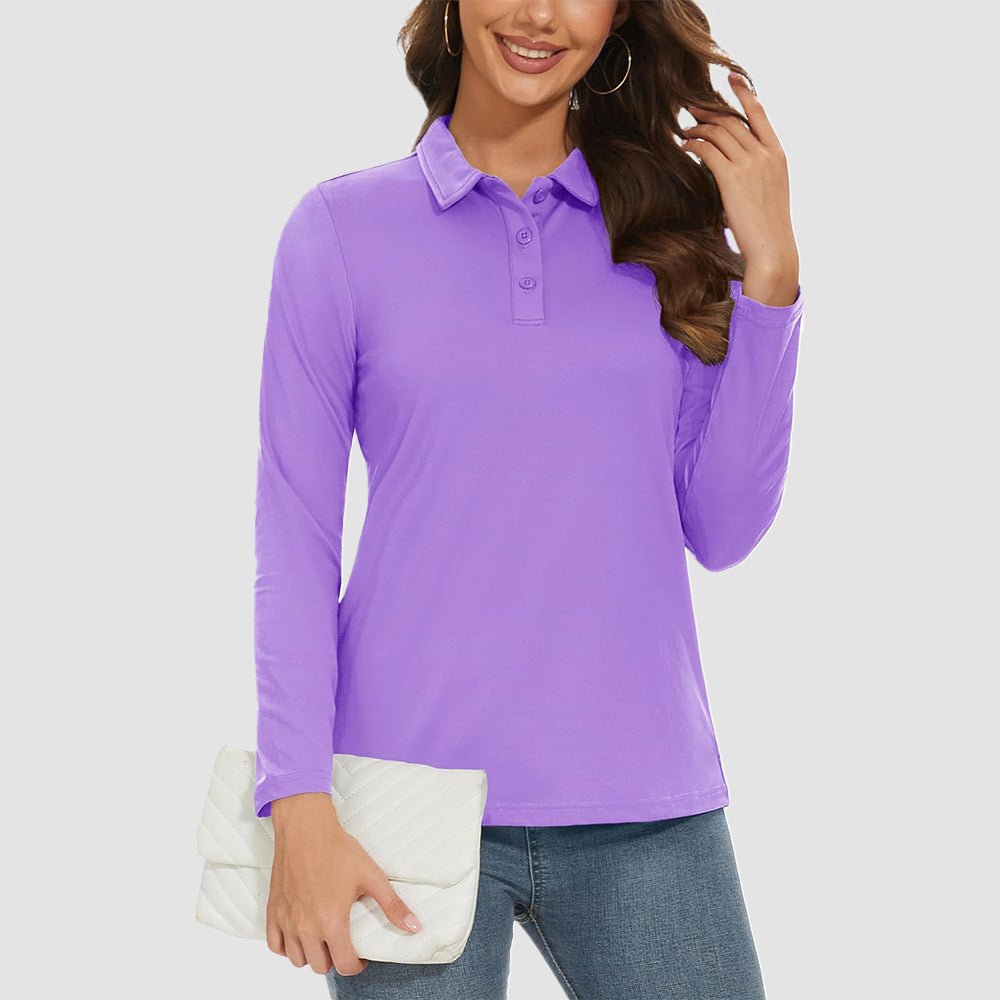 Women's Long Sleeve Golf Lands End Sun Protection Shirts UPF 50+ Polo Moisture Wicking Casual Lands End Sun Protection Shirts for Sports - MAGCOMSEN