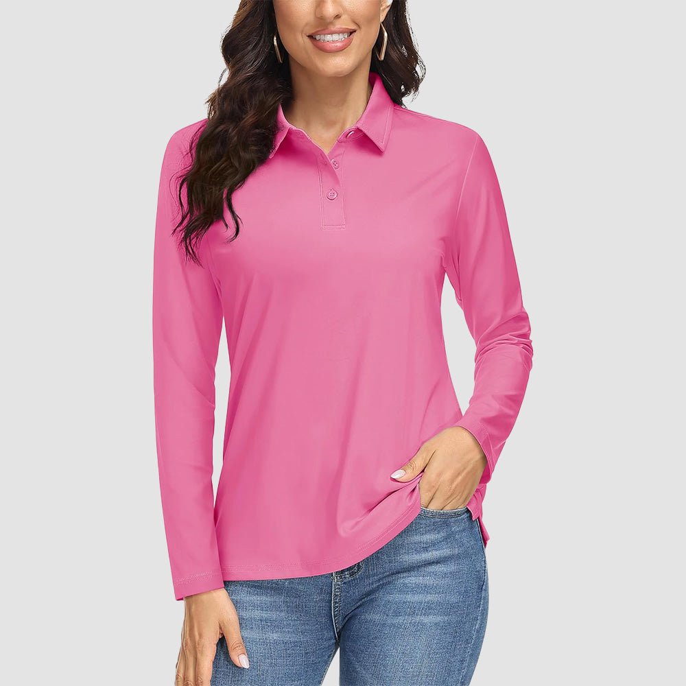 Women's Long Sleeve Golf Lands End Sun Protection Shirts UPF 50+ Polo Moisture Wicking Casual Lands End Sun Protection Shirts for Sports - MAGCOMSEN