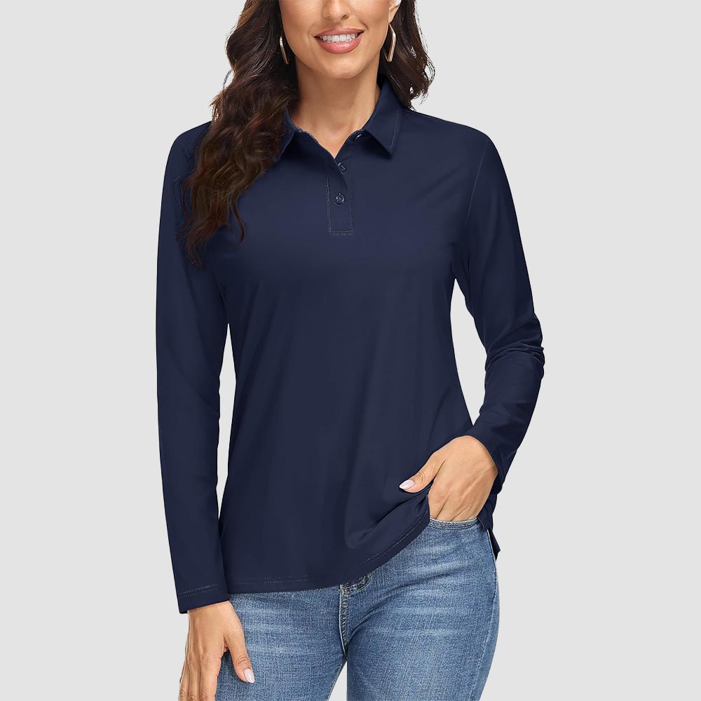 Women's Long Sleeve Golf Lands End Sun Protection Shirts UPF 50+ Polo Moisture Wicking Casual Lands End Sun Protection Shirts for Sports - MAGCOMSEN